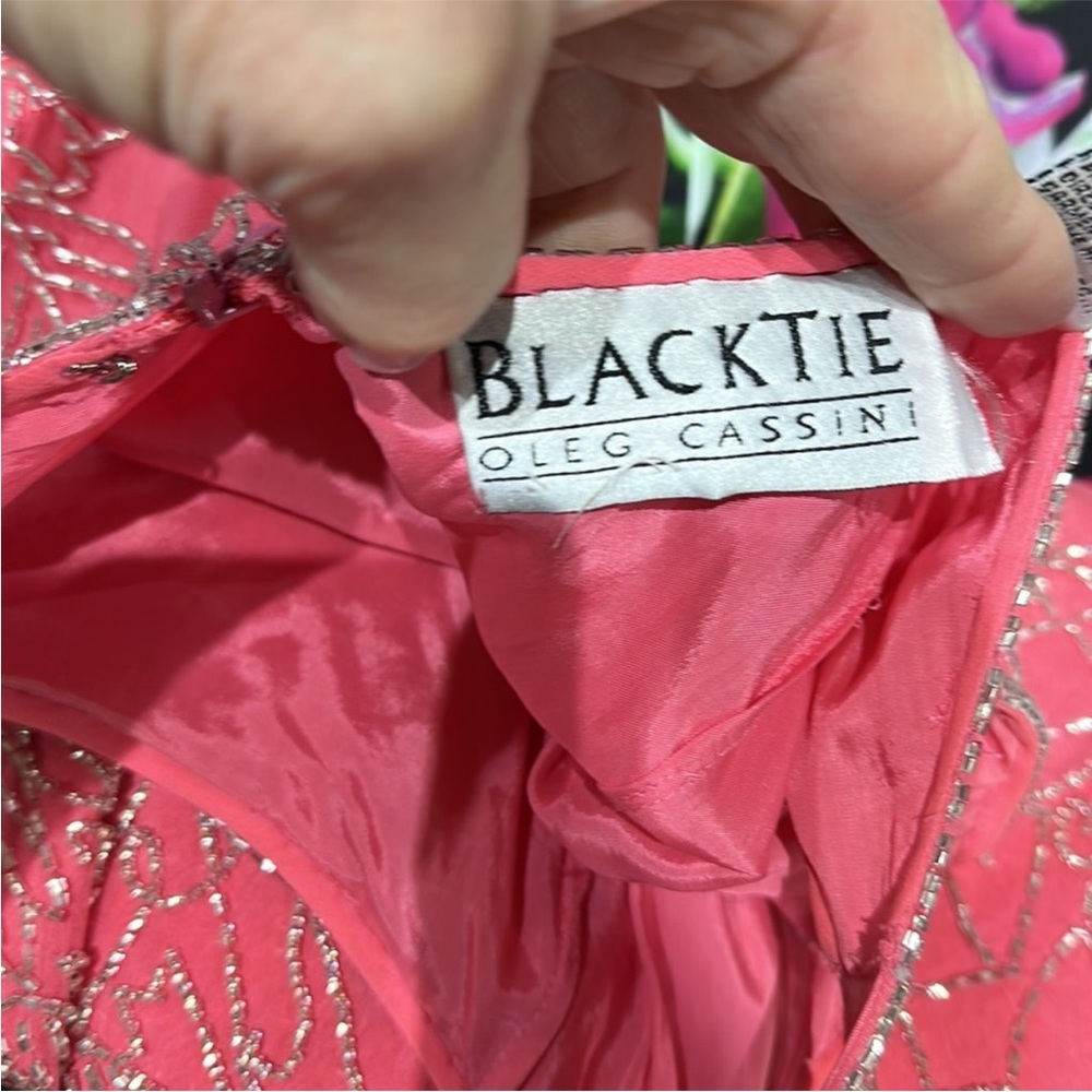 Oleg Cassini Pink Beaded Cocktail Dress - Picture 5 of 7